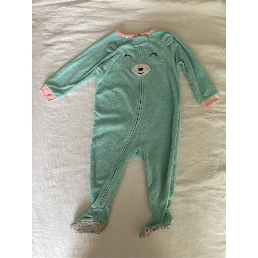 12 Months Carter's baby girl clothes - long sleeve one piece | cat theme